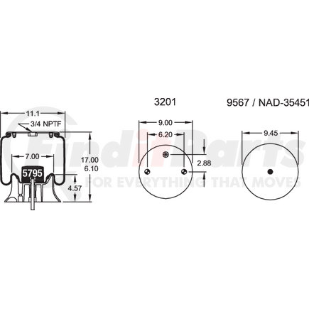 Firestone W013588478 Airide Air Spring Reversible Sleeve 1T15LP-3