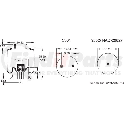 Firestone W013588748 Airide Air Spring Reversible Sleeve 1T17B-11