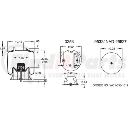 Firestone W013589470 Airide Air Spring Reversible Sleeve 1T15V-8