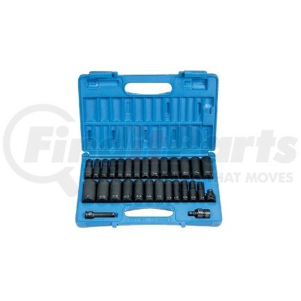 GREY PNEUMATIC 1229DM 29-Piece 3/8 in. Drive 6-Point SAE and Metric Deep Impact Socket Set