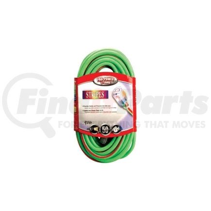 Coleman Cable Products 02548-00-54 Extension Cord, Extra Rugged, 50 Foot, 12/3, Lighted Ends, High Visibity Green with Red Stripe