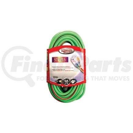 COLEMAN CABLE PRODUCTS 02548-00-54 Extension Cord, Extra Rugged, 50 Foot, 12/3, Lighted Ends, High Visibity Green with Red Stripe