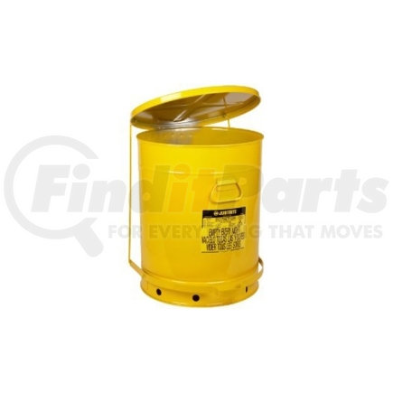Justrite 09701 21 Gallon Oily Waste Can With Foot Lever, Yellow