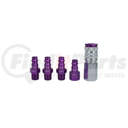 Milton Industries S-305VKIT ColorFit by Milton HIGHFLOWPRO™ Coupler & Plug Kit - (V-Style, Purple) - 1/4" NPT, (5-Piece)
