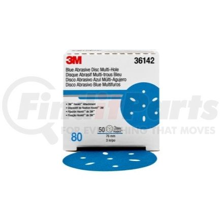 3M 36142 Hookit™ Blue Abrasive Disc Multi-hole, 3", 80 Grade