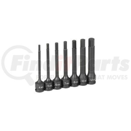 Grey Pneumatic 1247MH 7-Piece 3/8 in. Drive Metric 4 in. Extended Length Hex Impact Drive Socket Set