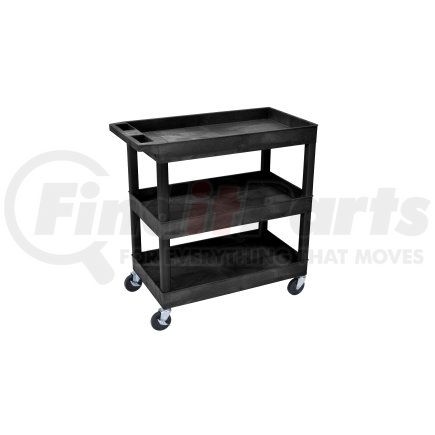 Luxor EC111-B Luxor&#174; E-Series Plastic Utility Tub Cart, 3 Shelf, 35-1/4"Lx18"Wx36-1/4"H, Black