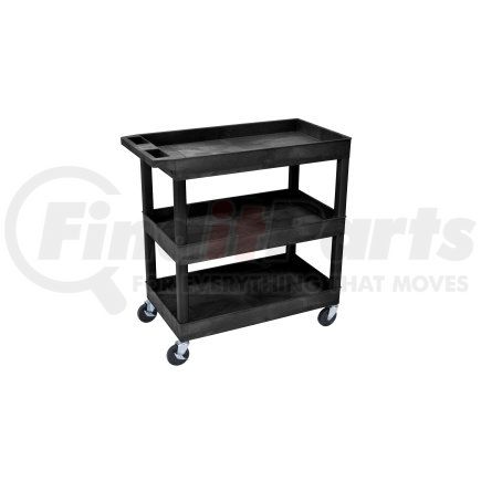 LUXOR EC111-B - ® e-series plastic utility tub cart, 3 shelf, 35-1/4"lx18"wx36-1/4"h, black