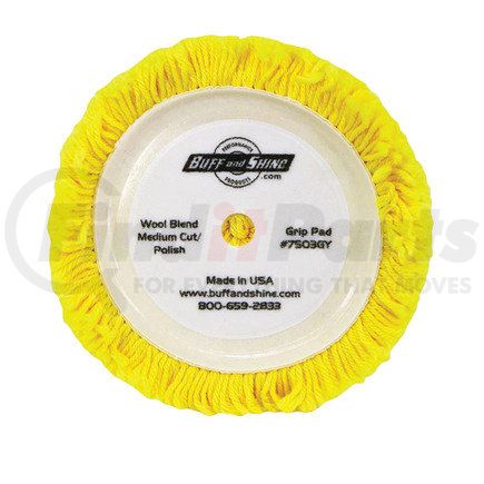 Buff 'N Shine 7503GY 7.5" dia. X 1.5" 50% Wool / 50% Acrylic blend 4 ply twisted yarn grip pad "Polishing pad"