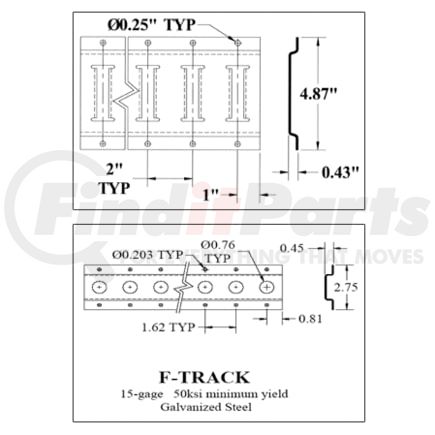 Multiprens 6201-10 10 Horizontal E Track Galvanized 10ft Section