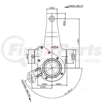 Haldex 41979157 Air Brake Automatic Slack Adjuster - 1-1/2" Spline Diameter, 10 Spline, 6-1/2" Arm Length