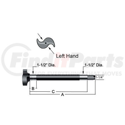 Haldex CS41765 Midland Air Brake Camshaft - Rear, Right Side, Trailer Axle, For use with Hendrickson "XLS" 16-1/2 in. Brakes, 11.03 in. Camshaft Length