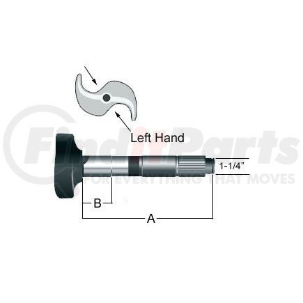 Haldex CS41172 Midland Air Brake Camshaft - Rear, Left Side, Drive Axle, For use with Meritor with 16-1/2 in. "Q" and "Q+" Brakes, 8.09 in. Camshaft Length
