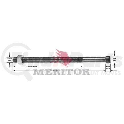 Meritor R303193 Leaf Spring Center Bolt - 8.00" Length, 0.75" Hex, 0.500" Thread Diameter