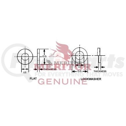 Meritor WAR20 1 Washer - 1.27 in. ID, 2.13 in. OD, 0.12 in. Thick