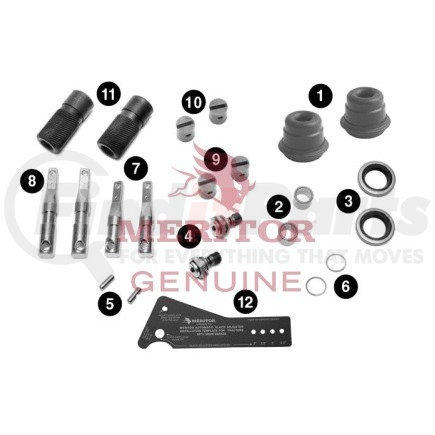 Meritor R810003A Air Brake Slack Adjuster Repair Kit - For Front ASAs, 16-30 sq. in. Brake Chambers, New Style Boot