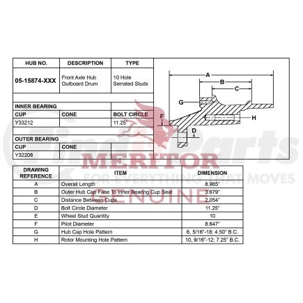 Meritor 0515874003 Hub Assembly