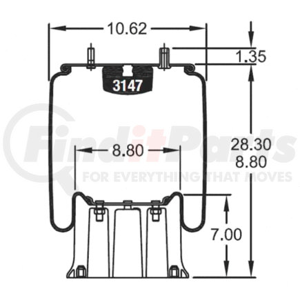 Firestone W013585514 Airide Air Spring Reversible Sleeve 1T19F-12