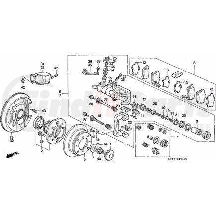 Honda 43018-SV4-A00 Caliper Sub-Assembly, R Rear - Honda (43018-SV4-A00)