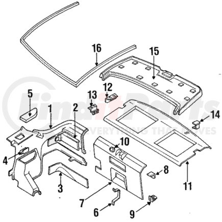 Mitsubishi MB791306 Interior Trim Panel Side Panel - Trunk, with Parcel Strap