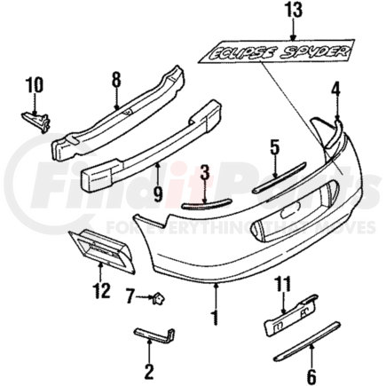Mitsubishi MB935773 Bumper Cover Reinforcement - for Mitsubishi Eclipse