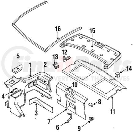 Mitsubishi MB727417 Interior Side Body Trim Panel - Right, Trunk, Without Rear Shelf
