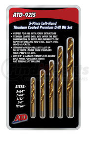 ATD Tools 9215 Left-Handed Titanium Coated Premium Drill Bit Set, 5-Pc.
