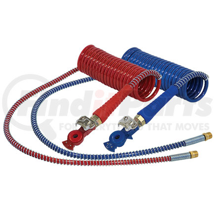 Tectran 17A1540HG Air Brake Hose Assembly - 15 ft., Coil, Red and Blue, with Powder Coated Gladhands