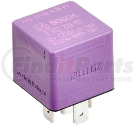 Bosch 0332209151441 Mini Relay 12V, 30A, 5 Terminals, SPDT, Continuous