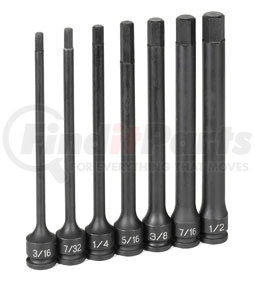 GREY PNEUMATIC 1267H - 7-piece 3/8 in. drive sae 6 in. extended length hex impact drive socket set | 3/8" drive sae hex impact bit socket set | socket set
