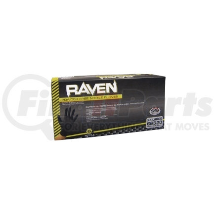 SAS Safety Corp 66520 Raven Nitrile Disposable Glove (Powder-Free) - Black, 6 mil Thick, 100 Gloves/Box, 2 Extra Large (2XL)