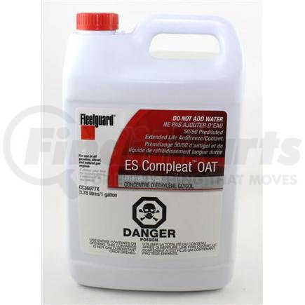 FLEETGUARD CC36077 - es compleat™ engine coolant / antifreeze - eg oat, premix 50/50, 3/1 gallon, jug | es compleat oat eg premix 50/50 1 gal