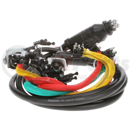 TRUCK-LITE 88911 - 88 series turn signal / parking / side marker light wiring harness - 14 plug, 14 gauge, 55 in. license, s/t/t harness, w/ s/t/t, m/c, auxiliary, tail breakout, male 7 pole plug, rear | 88 series, 14 plug, rear, 55 in. license, stop/turn/tail harness, w/ s/t/t, m/c | turn signal / parking / side marker light wiring harness