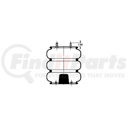 Triangle Suspension AS-4438 Triangle Air Spr - Triple Conv., Triangle Bellows # 6335, ContiTech Bellows # FT 530-35