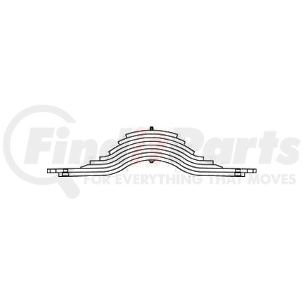 Triangle Suspension 62-097 Mack, F Spr, Lvs:8 CB; OEM# 4QK3198; SE Length: 29-5/8; LE Length: 29-5/8; SE End: HO-1-2; LE End: HO-1-2; Grading 8/1.25