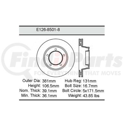 Bendix E12685018 Formula Blue™ Premium Non E-Coated Brake Rotor - New