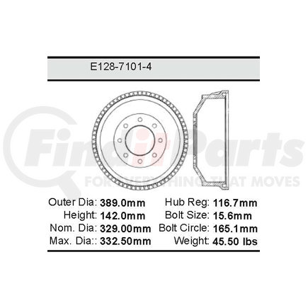 Bendix E12871014 Formula Blue™ Standard Brake Drum
