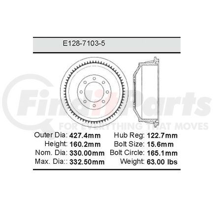 Bendix E12871035 Formula Blue™ Standard Brake Drum