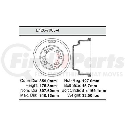 Bendix E12870034 Formula Blue™ Standard Brake Drum