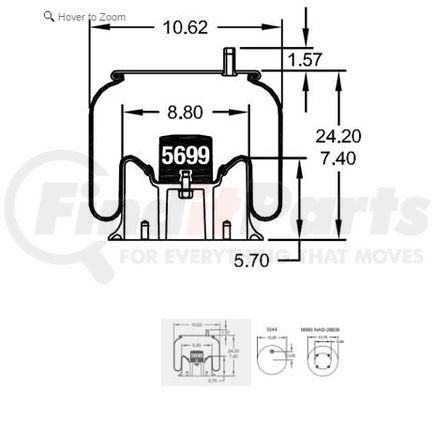 Firestone W013589581 Airide Air Spring Reversible Sleeve 1T17CL-9.5