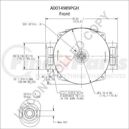 Leece Neville A0014989PGH Alternator - 4000 Series, PAD Mount type, 24V, 190A, Clockwise