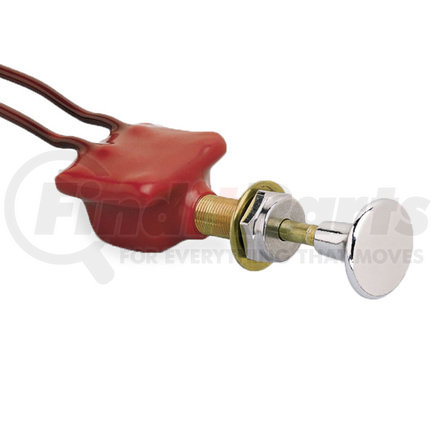 Cole Hersee M606 Cole Hersee Push-Pull Switches  SPST, OFF-ON, NORMALLY OFF, 10A@12VDC, 2 WIRE LEADS, PVC COATED, CHROME-PLTD. BRASS KNOB