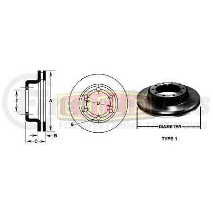 Euclid E-11306 Disc Brake Rotor - 14.75 in. Outside Diameter, Hat Shaped Rotor