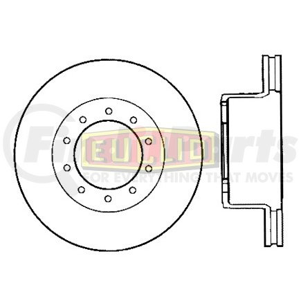 EUCLID E-13714 Disc Brake Rotor - 15.35 in. Outside Diameter, Hat Shaped Rotor
