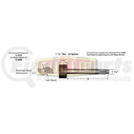 Euclid E-5530 Air Brake Camshaft - Steer Axle, 15 in. Brake Drum Diameter, Right Hand