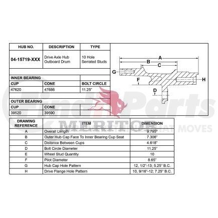 Meritor 4157191005 Meritor Genuine Hydraulic Brake Hub Assembly