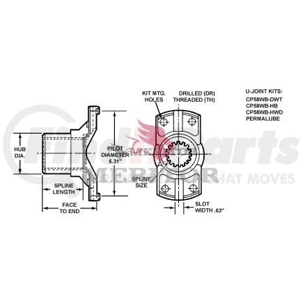 Meritor 58WBYS286 Differential End Yoke - Meritor Genuine 58Wb Series End Yoke