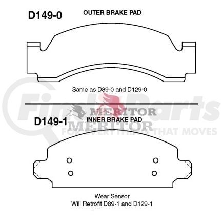Meritor MD149 Disc Brake Pad Set