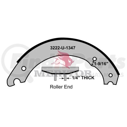 Meritor SR4034524QR Drum Brake Shoe - 16.5 in. Brake Diameter, New