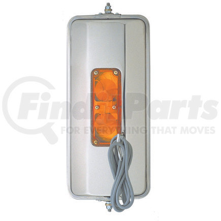 Cham-Cal 20331-24V Open Road 7"x 16" OEM Heated & Lighted West Coast Mirror, 24V, Stainless Steel